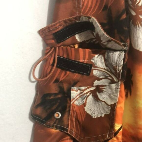 Newport Blue XL Orange Floral Quick-Dry Swim Trunks - Picture 5 of 7